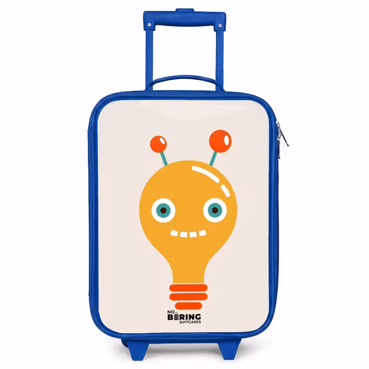 Children's suitcase - Blue - Light bulb robot with big eyes — 1