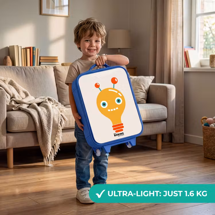 Children's suitcase - Blue - Light bulb robot with big eyes — 3