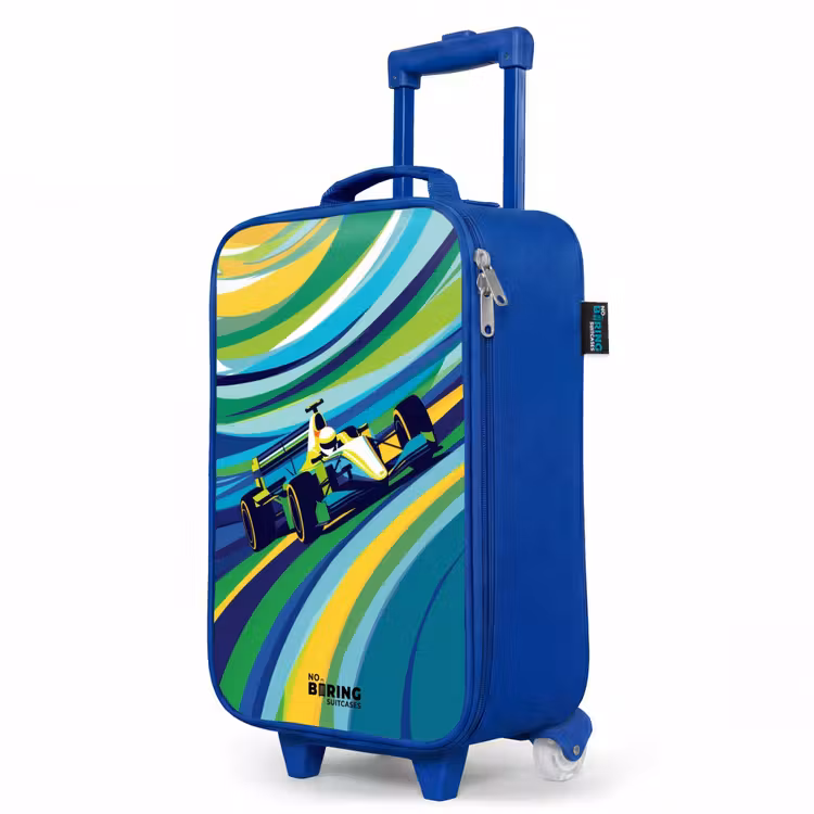 Children's suitcase - Blue - Race car on striped background — 5