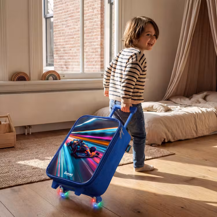 Children's suitcase - Blue - Race car with colorful light tracks — 2