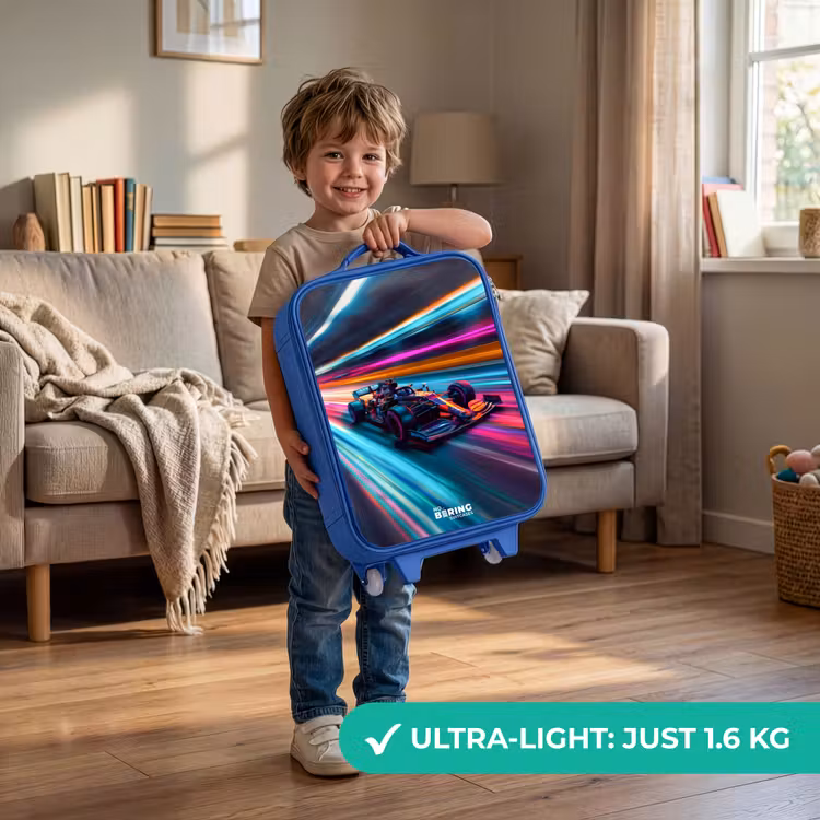 Children's suitcase - Blue - Race car with colorful light tracks — 3