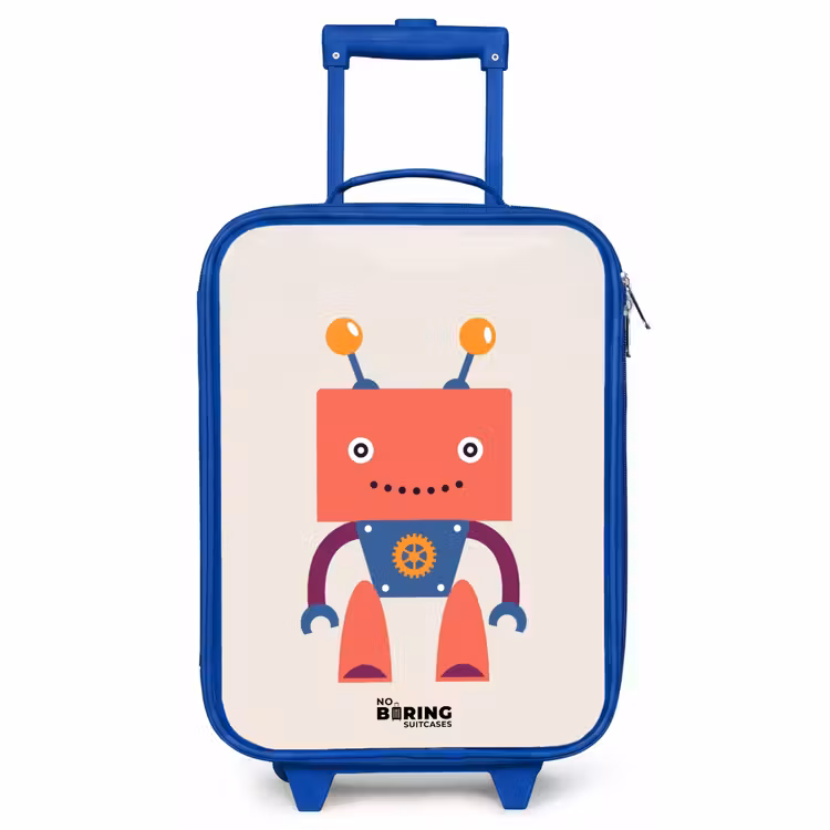 Children's suitcase - Blue - Red robot with square head — 1