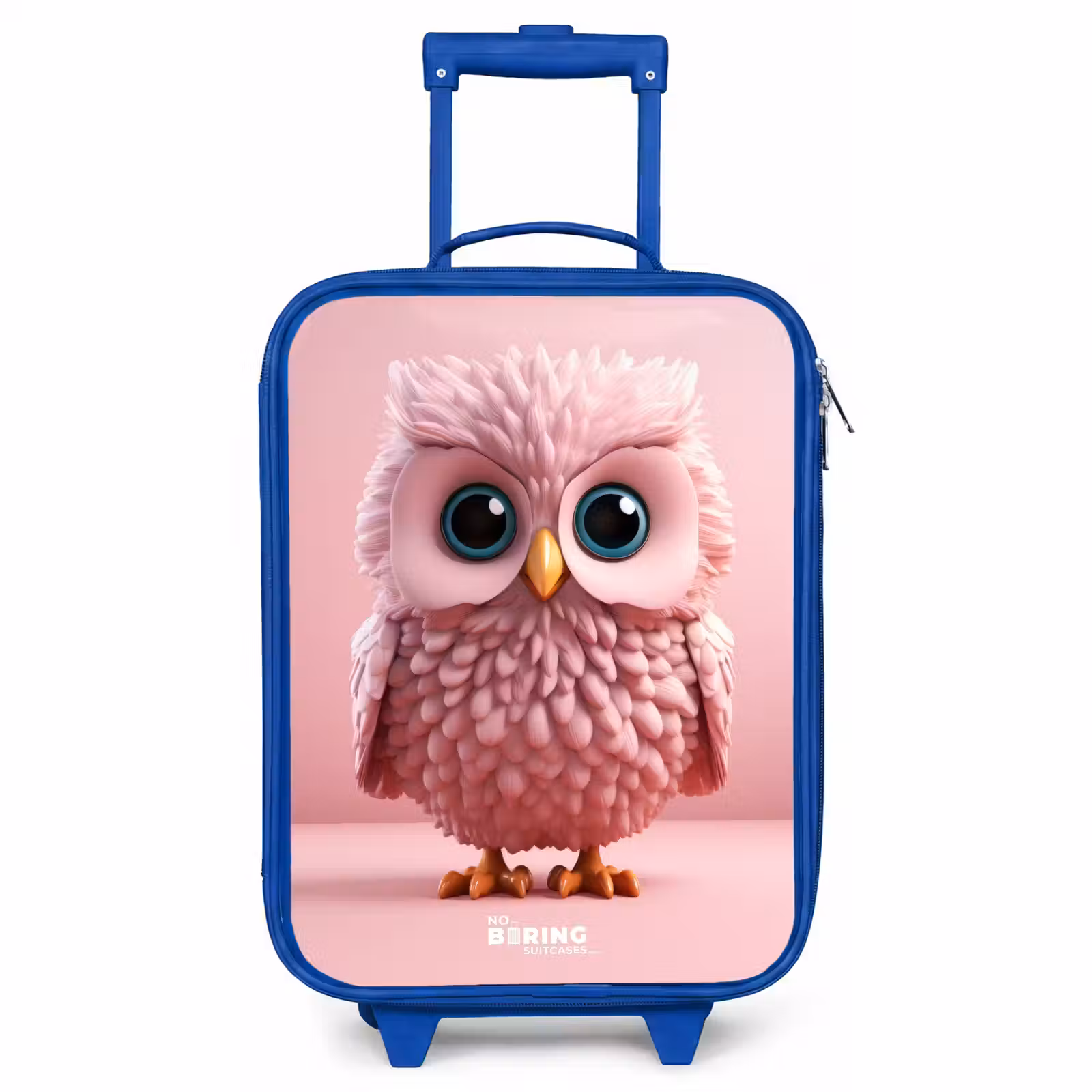 Children's suitcase - Blue - Pink owl with blue eyes — 1
