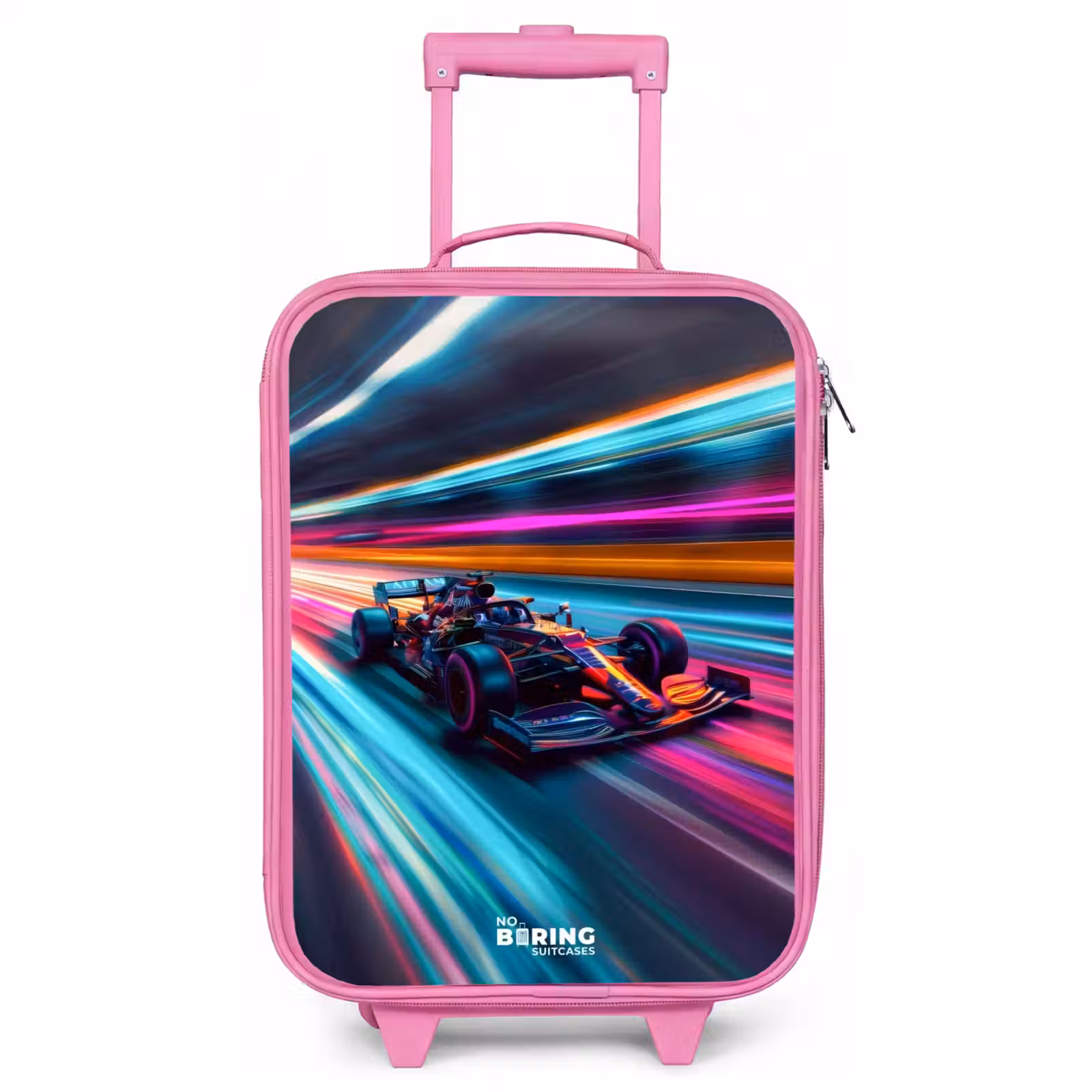 Children's suitcase - Pink - Race car with colorful light tracks — 1