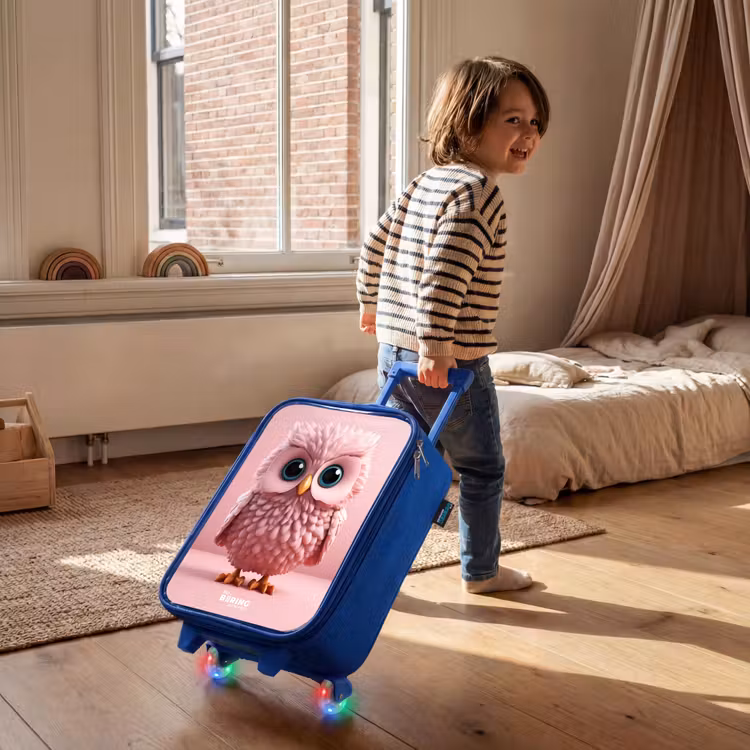 Children's suitcase - Blue - Pink owl with blue eyes — 2