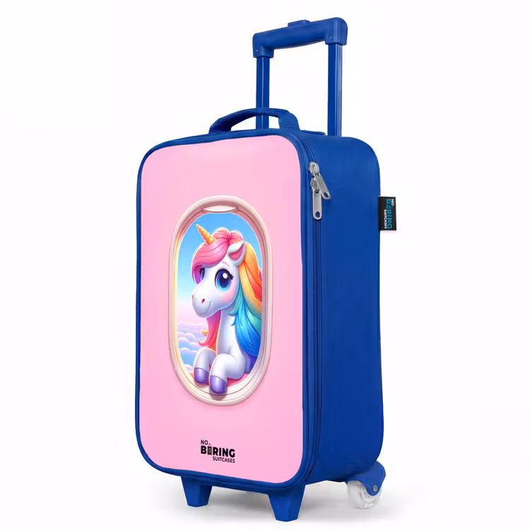 Children's suitcase - Blue - Colorful unicorn from an airplane window — 5