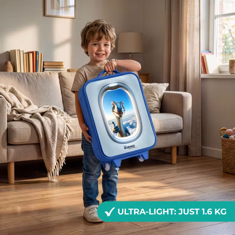 Children's suitcase - Blue - Dino from an airplane window — 3