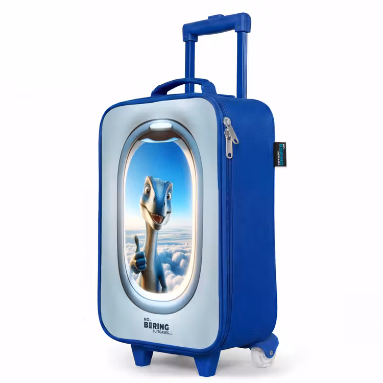 Children's suitcase - Blue - Dino from an airplane window — 5