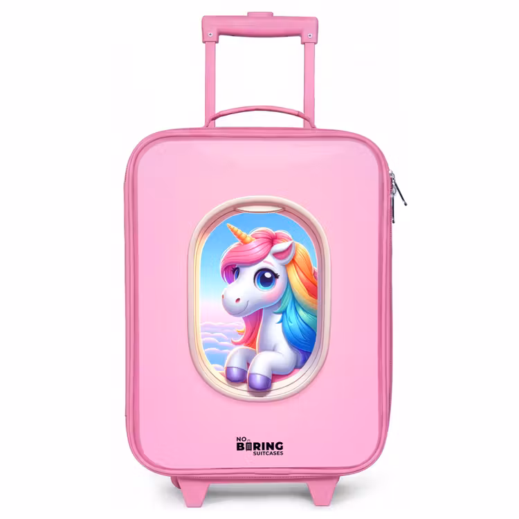 Children's suitcase - Pink - Colorful unicorn from an airplane window — 1