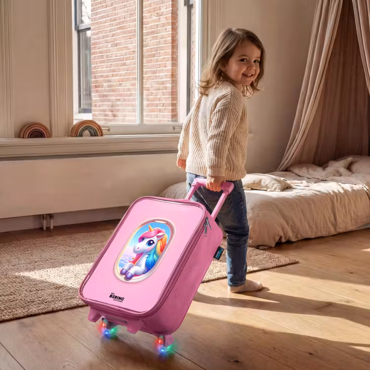 Children's suitcase - Pink - Colorful unicorn from an airplane window — 2