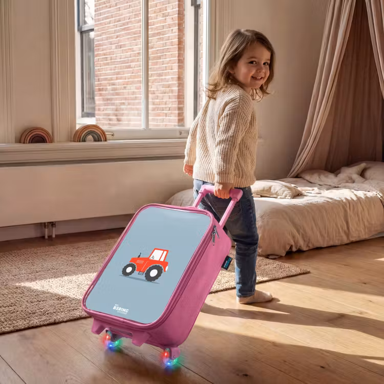 Children's suitcase - Pink - Red trigger blue background — 2