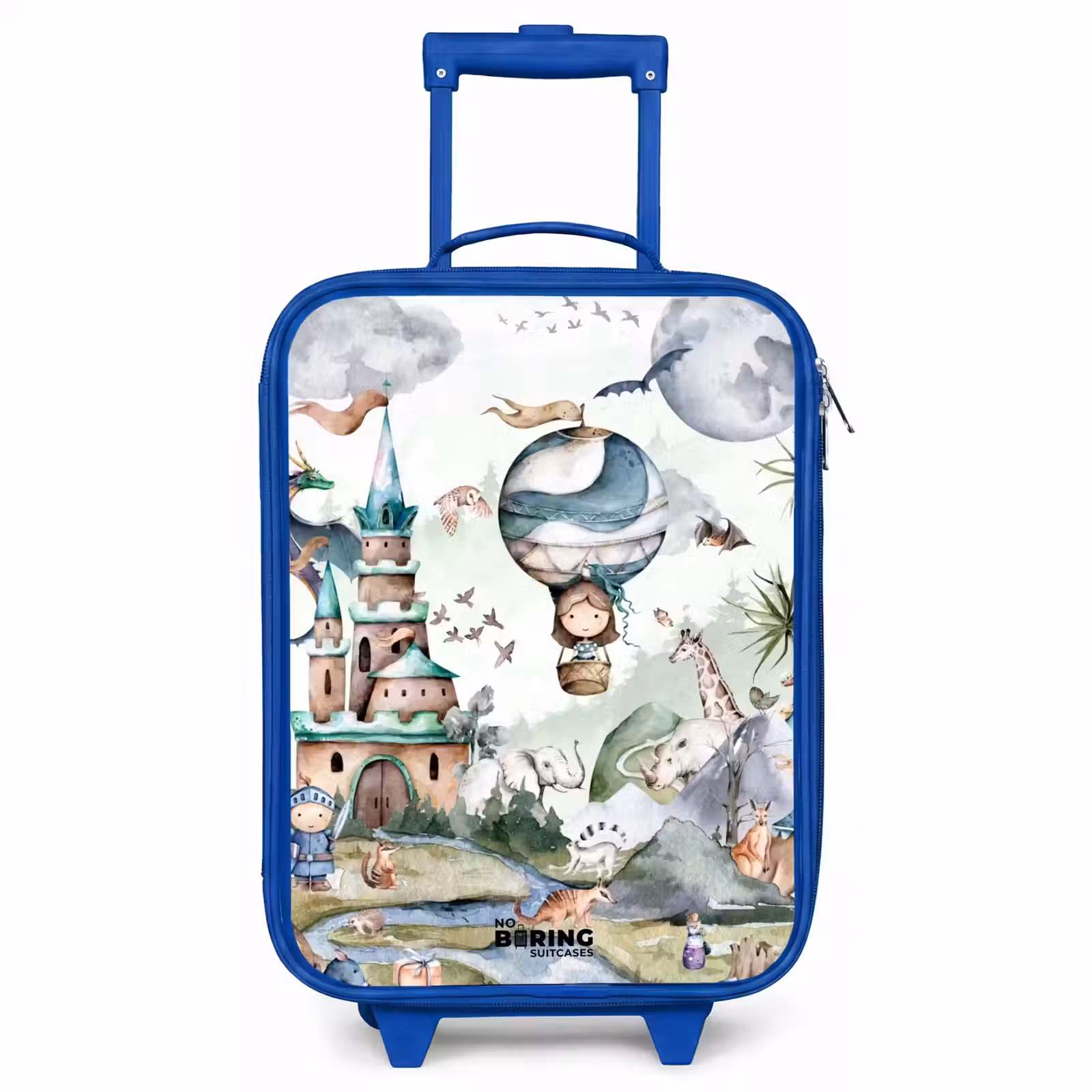 Children's suitcase - Blue - Castle and hot air balloon — 1