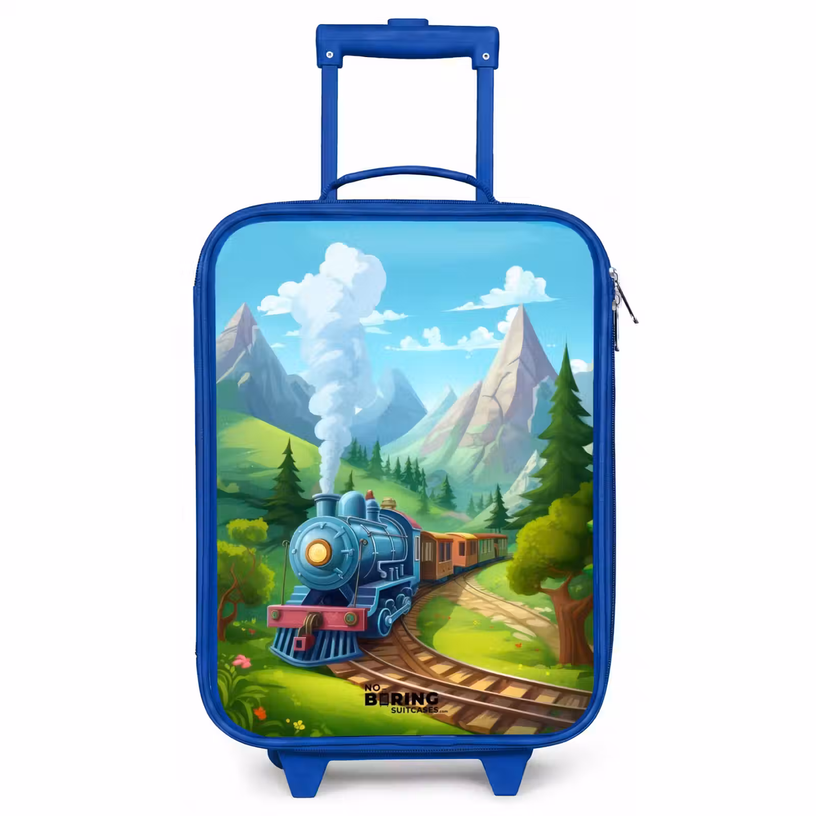 Children's suitcase - Blue - Steam train through mountain scenery — 1