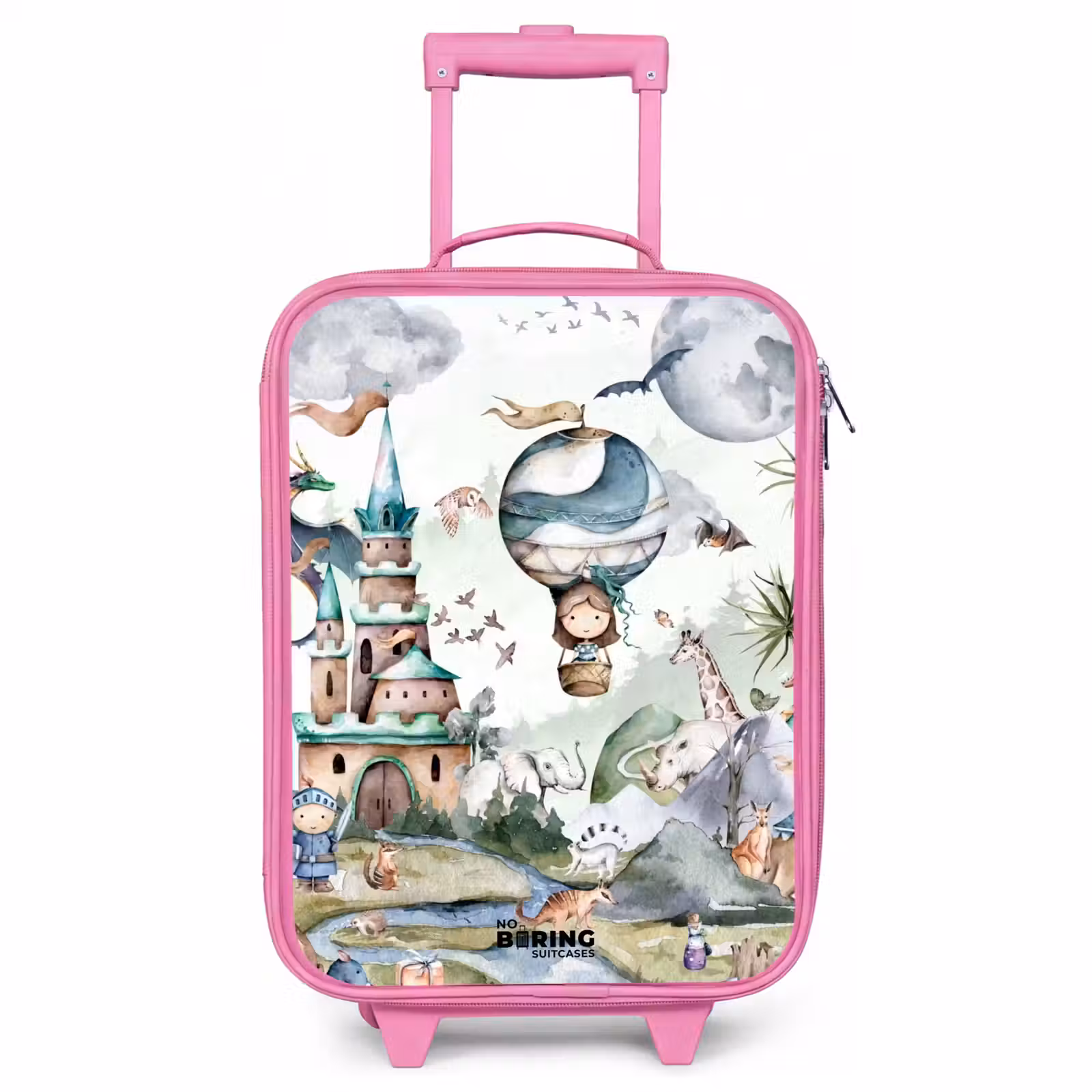 Children's suitcase - Pink - Castle and hot air balloon — 1