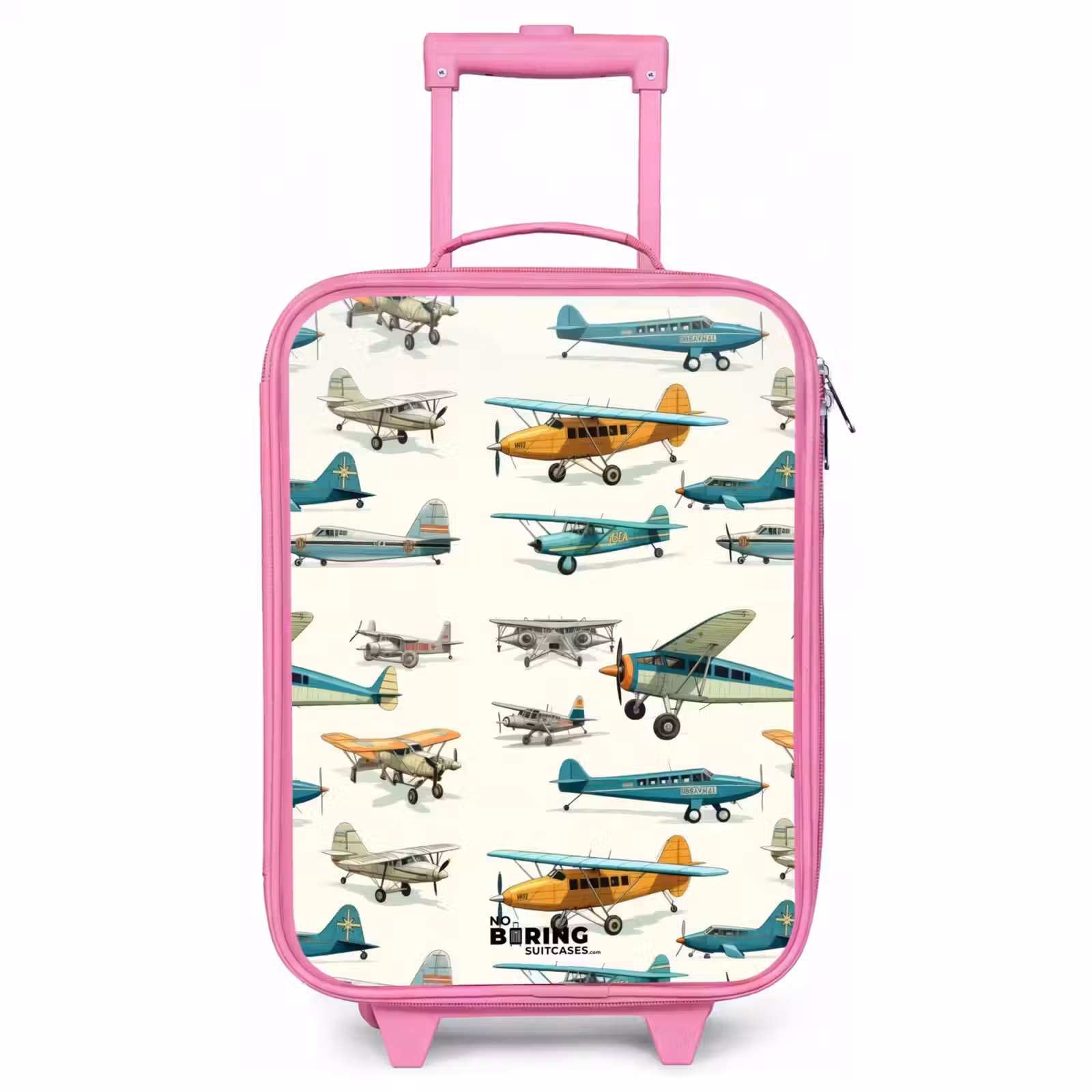 Children's suitcase - Pink - Vintage propeller plane pattern — 1