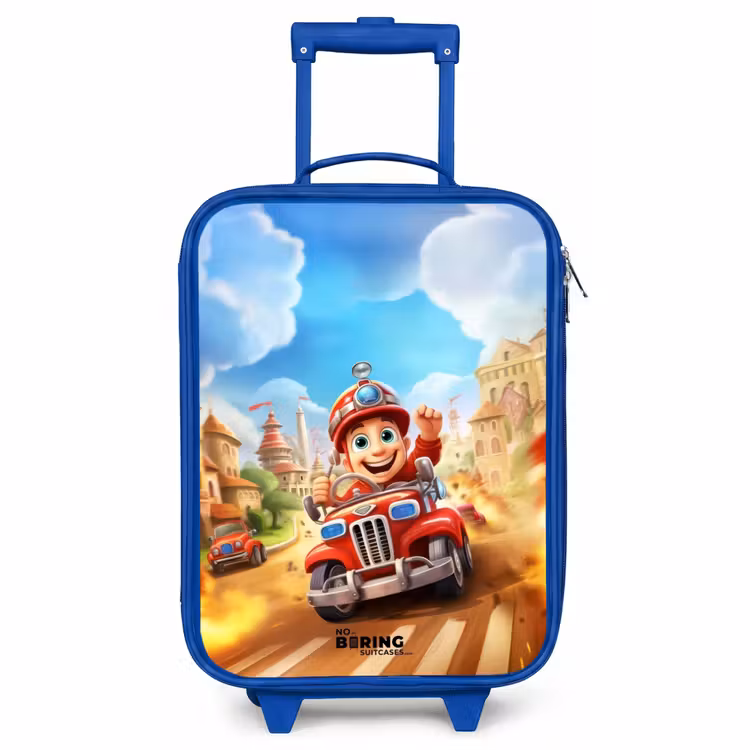 Children's suitcase - Blue - Fire truck through town — 1