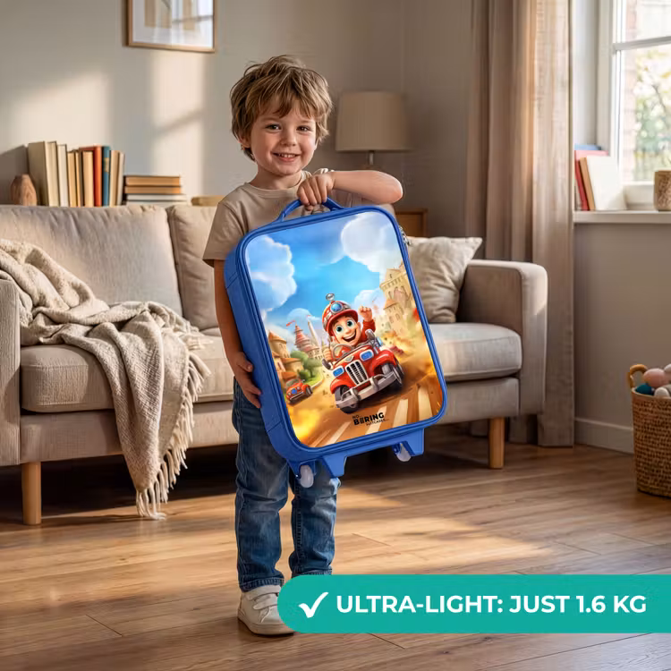 Children's suitcase - Blue - Fire truck through town — 3