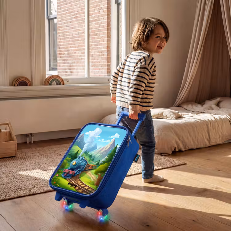Children's suitcase - Blue - Steam train through mountain scenery — 2