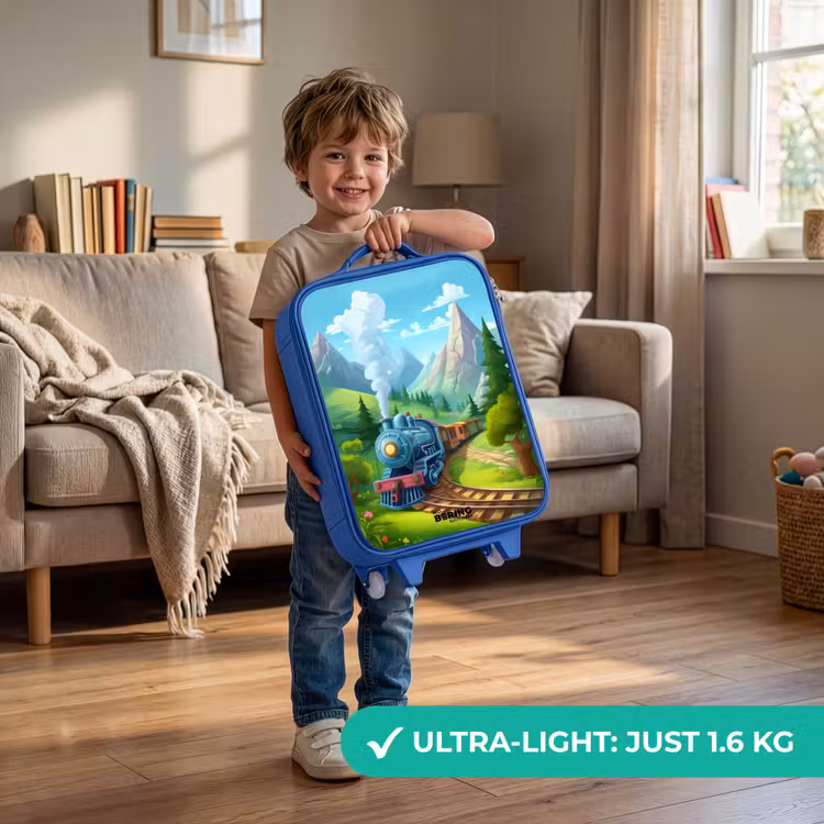 Children's suitcase - Blue - Steam train through mountain scenery — 3