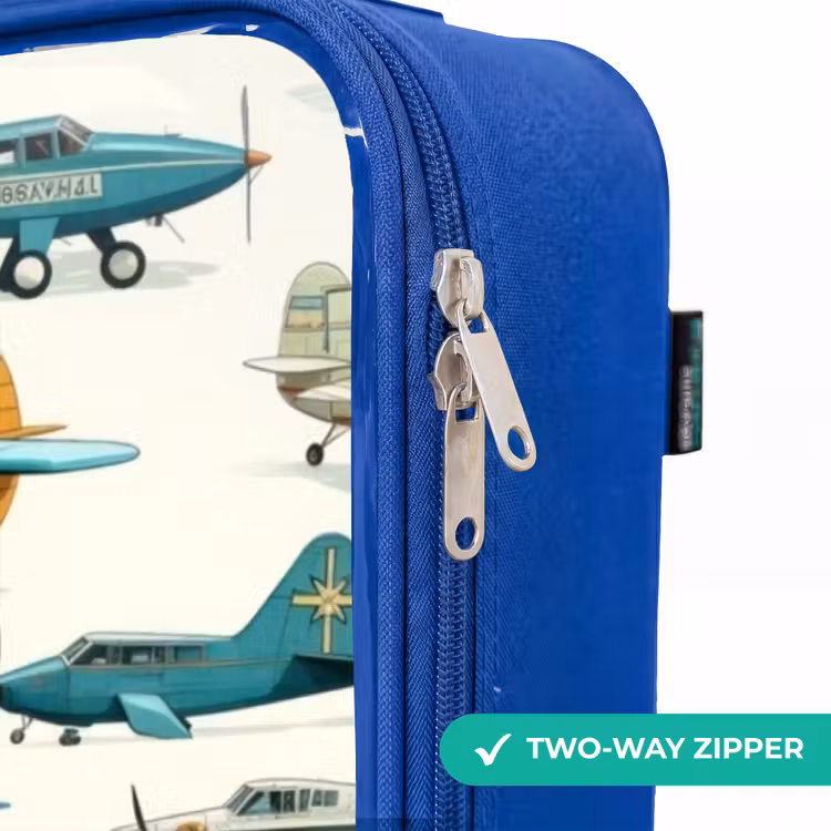 Children's suitcase - Blue - Vintage propeller plane pattern — 6