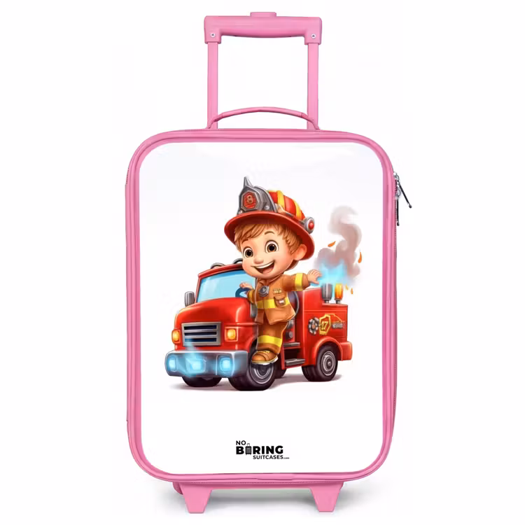 Children's suitcase - Pink - Fire department with fire engine — 1