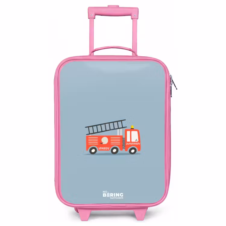 Children's suitcase - Pink - Fire engine blue background — 1