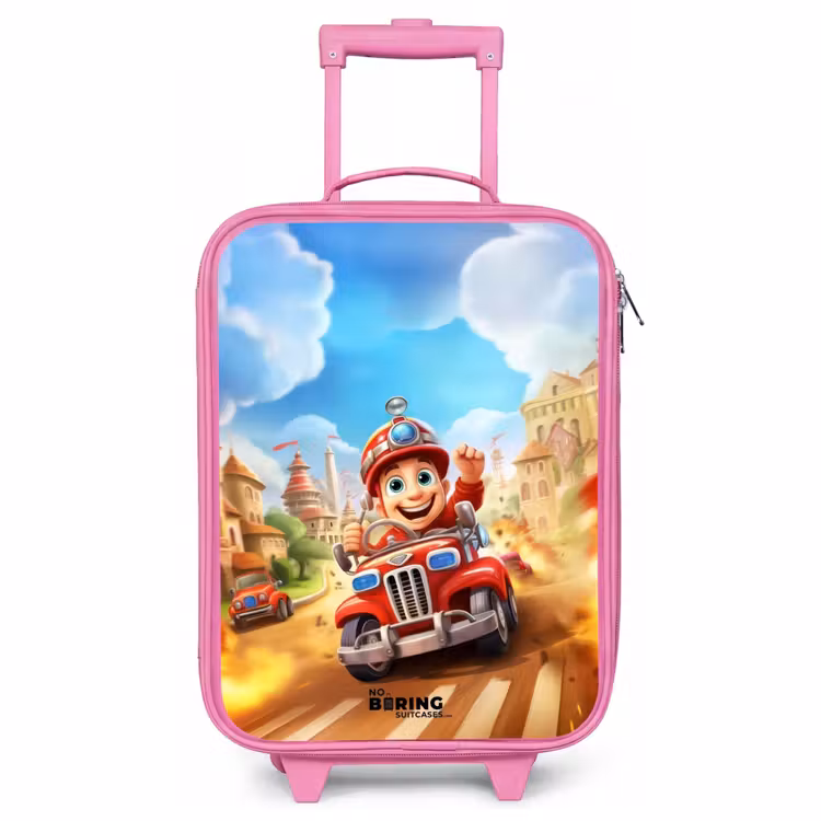Children's suitcase - Pink - Fire truck through town — 1