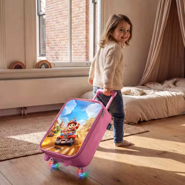 Children's suitcase - Pink - Fire truck through town — 2