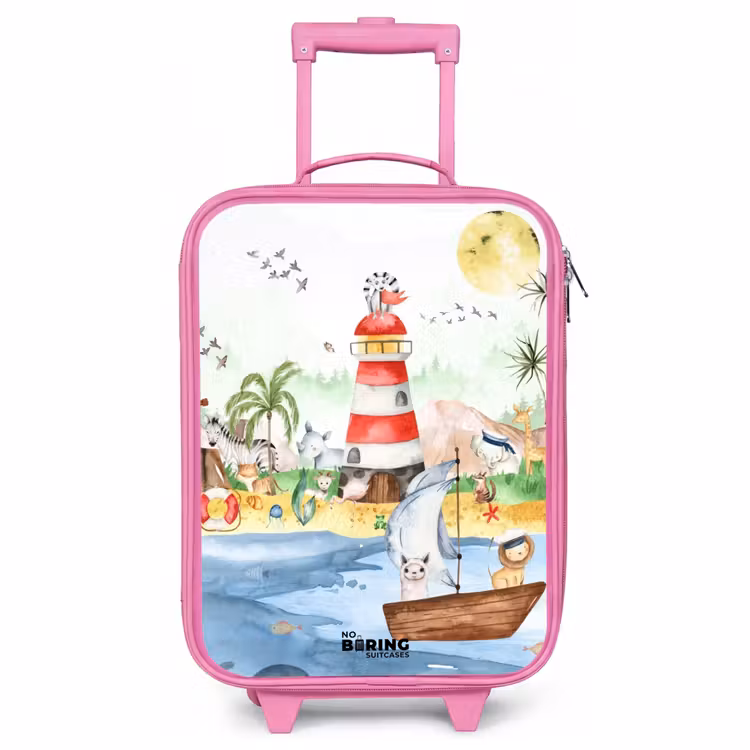 Children's suitcase - Pink - Lighthouse with all the animals — 1
