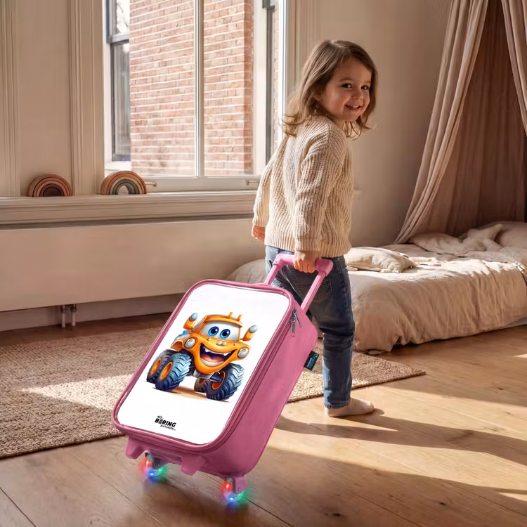 Children's suitcase - Pink - Orange monster truck smiling — 2