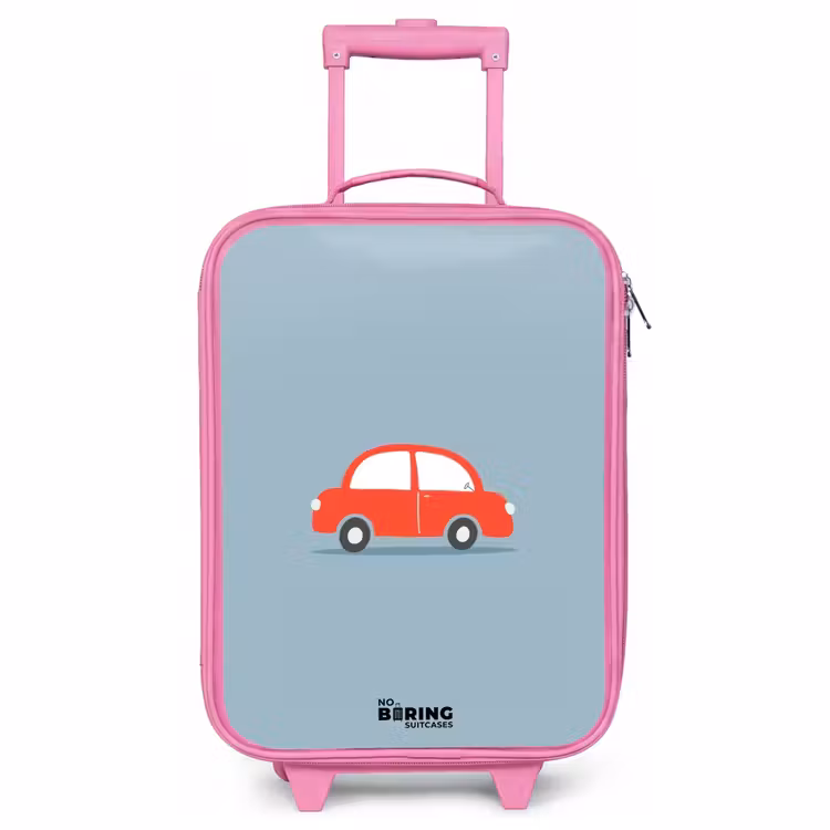 Children's suitcase - Pink - Red car blue background — 1