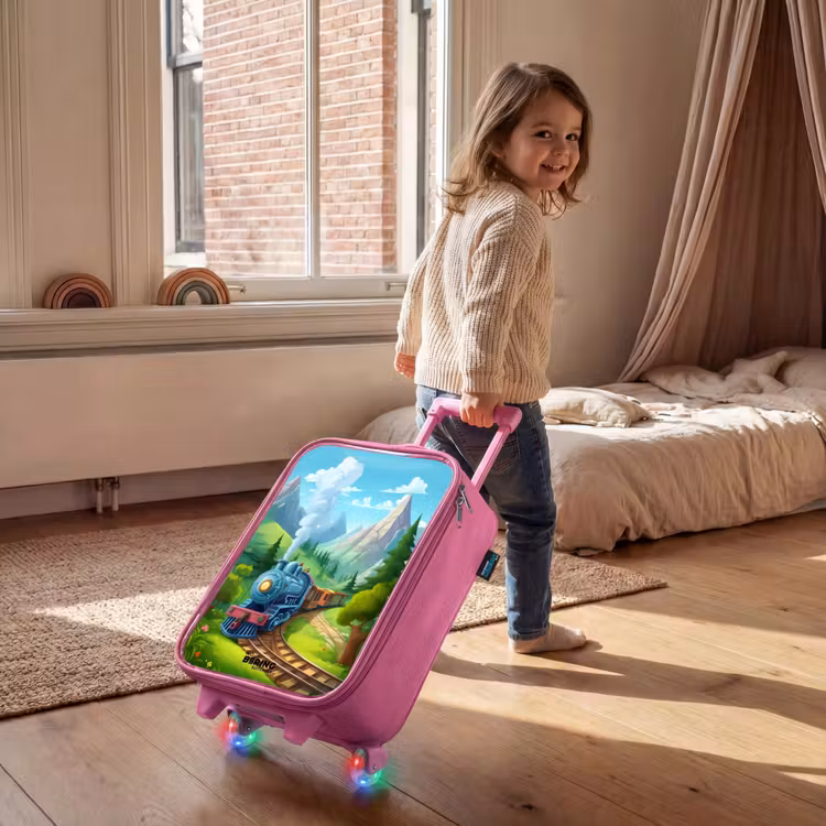 Children's suitcase - Pink - Steam train through mountain scenery — 2