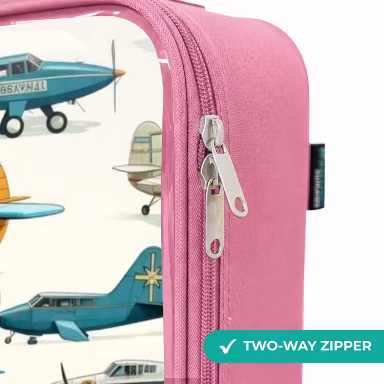 Children's suitcase - Pink - Vintage propeller plane pattern — 4