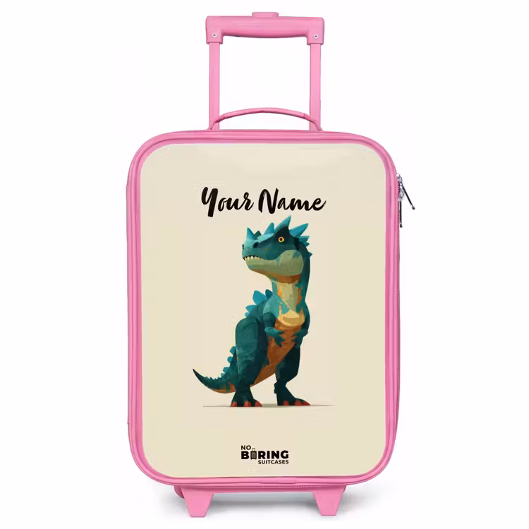 Children's suitcase - Pink - Dino - Animal - Green — 1