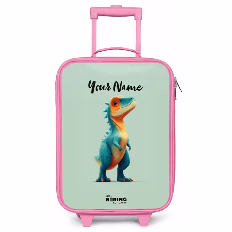 Children's suitcase - Pink - Dino - Animal - Green - Orange — 1