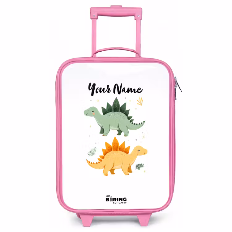 Children's suitcase - Pink - Dinos - Animals - Green - Orange — 1