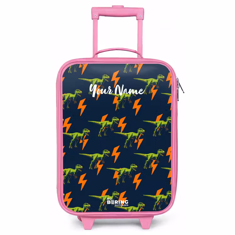 Children's suitcase - Pink - Dinos - Lightning - Animals - Blue — 1
