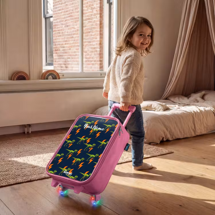 Children's suitcase - Pink - Dinos - Lightning - Animals - Blue — 2