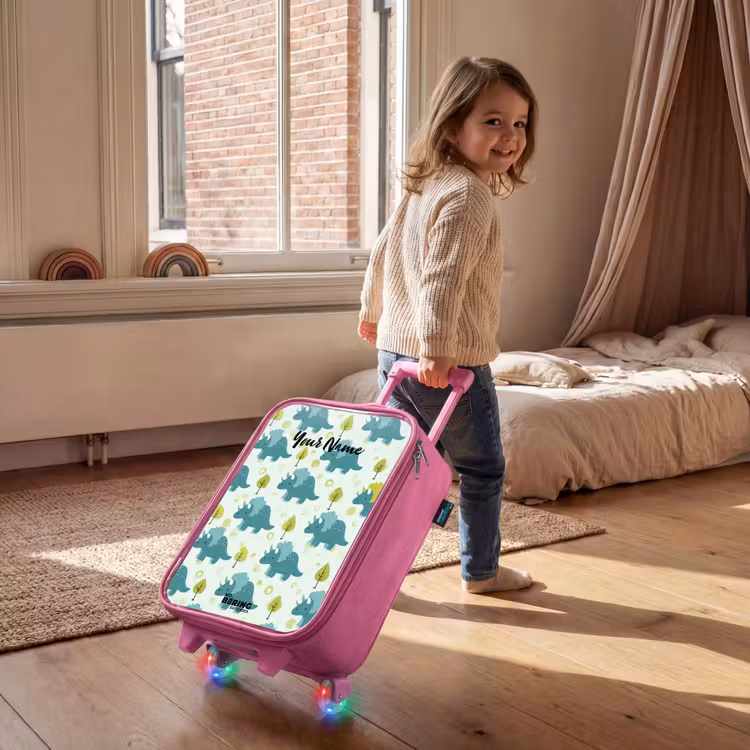 Children's suitcase - Pink - Dinos - Pattern - Nature — 2
