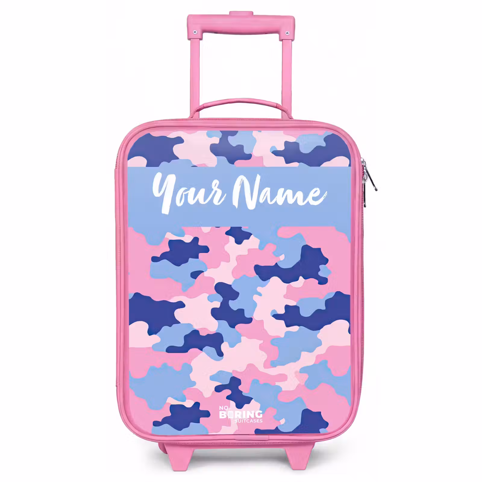 Children's suitcase with name - Pink - Camouflage - Pink - Blue — 1