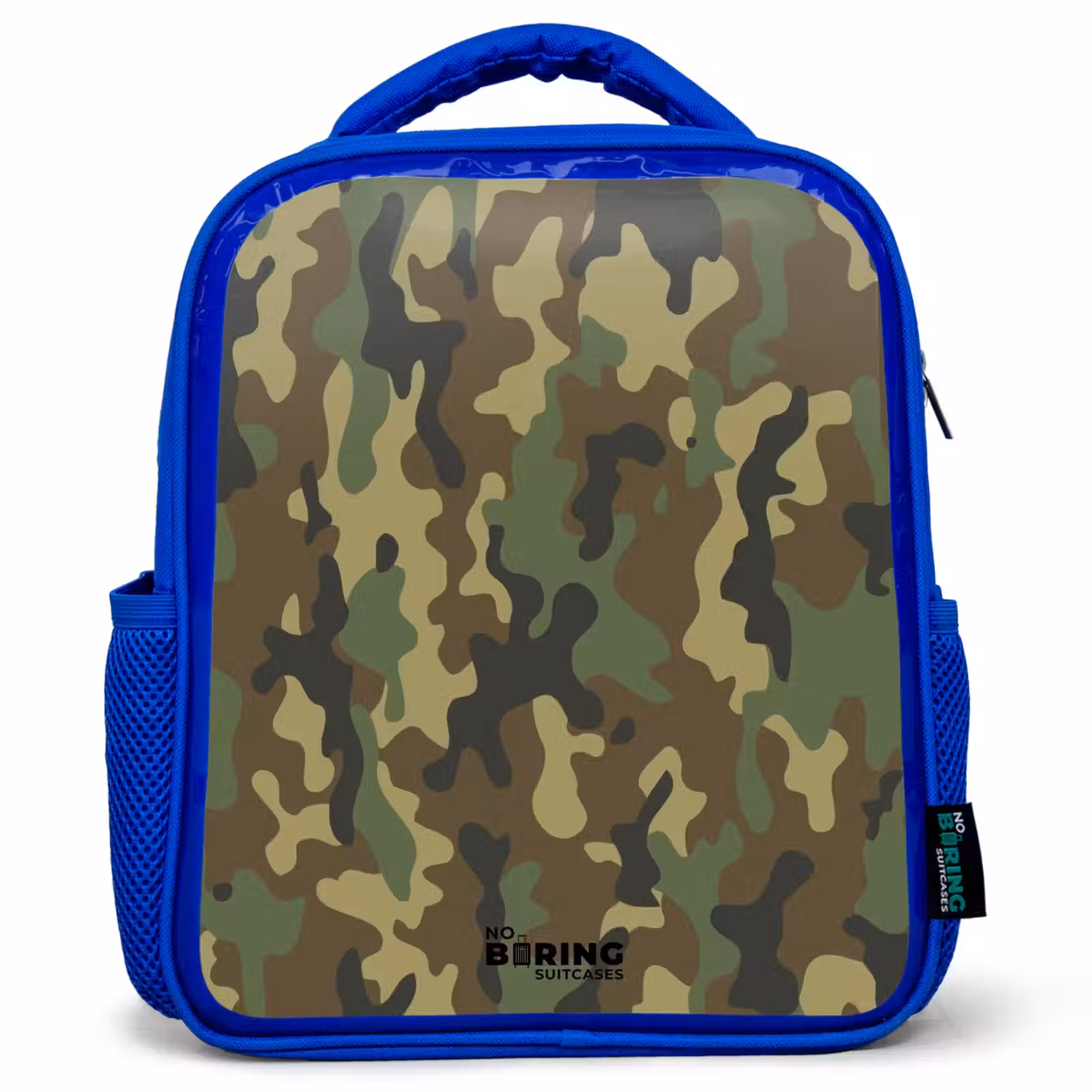 Kids backpack - Blue - Green camouflage with sand color — 1