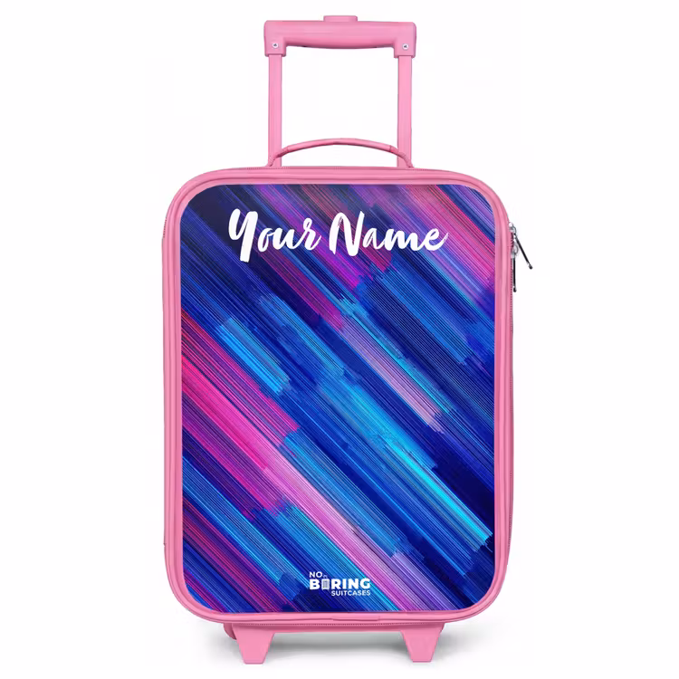Children's suitcase with name - Pink - Neon - Stripes - Abstract - Blue - Pink — 1