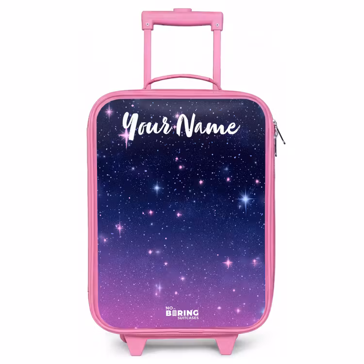 Children's suitcase with name - Pink - Stars - Galaxy - Blue - Pink — 1