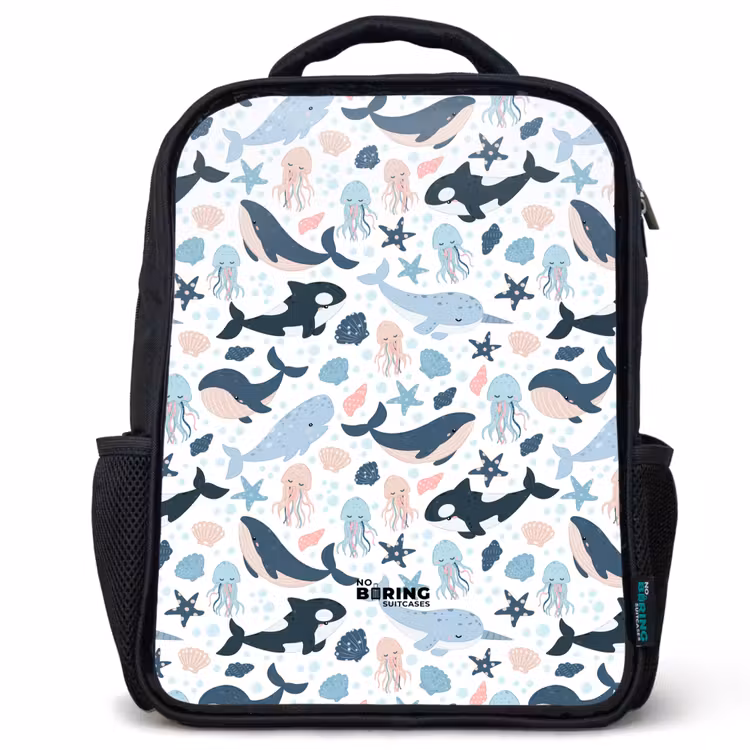 Kids backpack - Black - Ocean animals colorful — 1