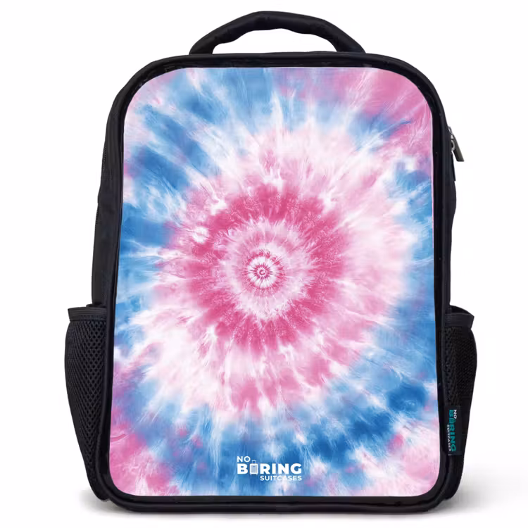 Kids backpack - Black - Tie dye - Abstract - Blue - Pink — 1