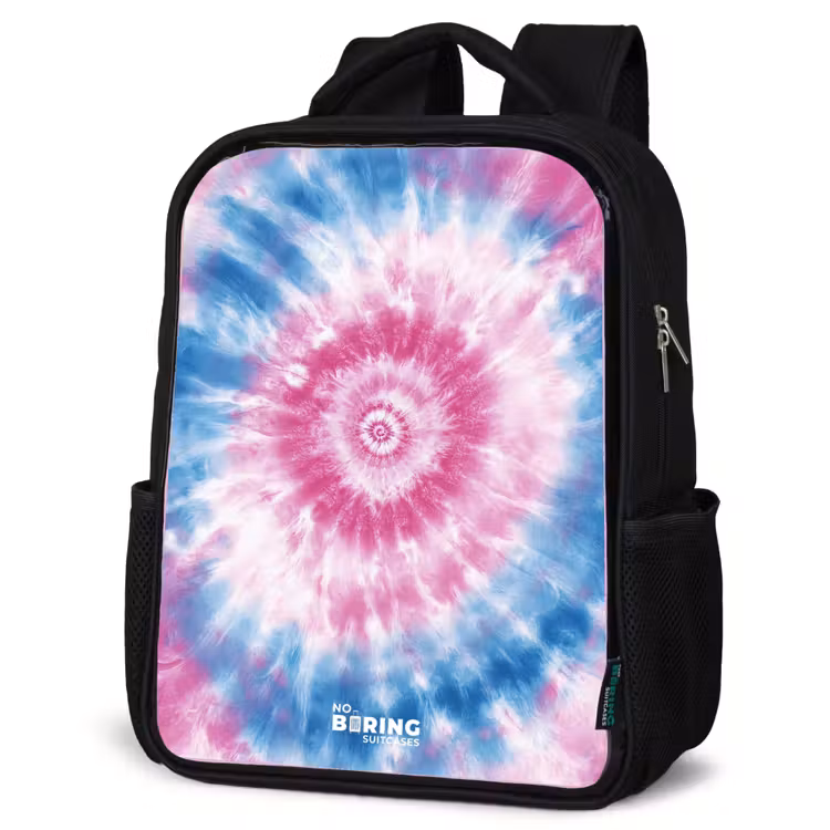 Kids backpack - Black - Tie dye - Abstract - Blue - Pink — 4