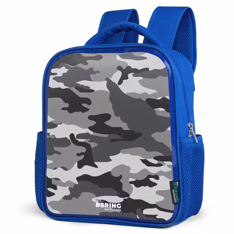 Kids backpack - Blue - Camo Gray — 3