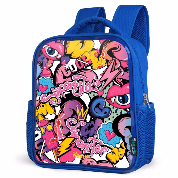 Kids backpack - Blue - Girly graffiti — 3