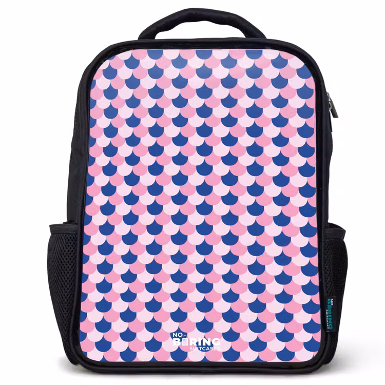 Kids backpack - Black - Scales - Pattern - Blue - Pink — 1