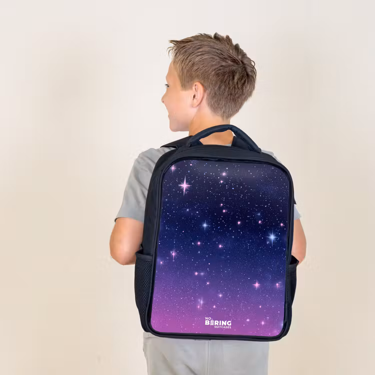 Kids backpack - Black - Stars - Galaxy - Blue - Pink — 2